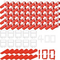Set 400 Clipsuri 1.0 mm, Hggzeg, 100 pene cu latimea de 22 mm, Sistem nivelare gresie, Usor de instalat si dezinstalat, Refolosibile, Pentru placi ceramice cu grosime intre 1 si 10 mm, PP, Rosu/Alb