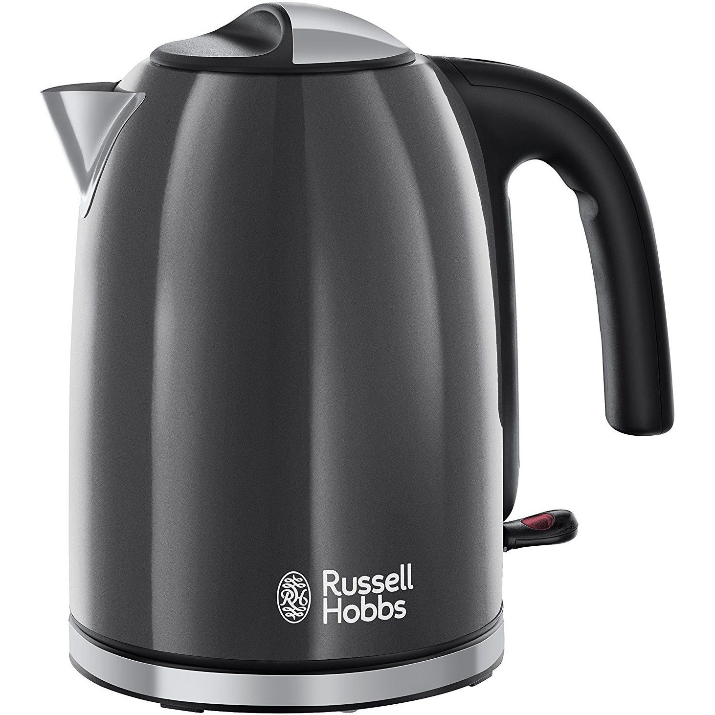 Fierbator Russell Hobbs Colours Plus Storm Grey 20414-70, 2400 W, 1.7 l, Fierbere rapida, Varf turnare perfecta, Gri/Inox