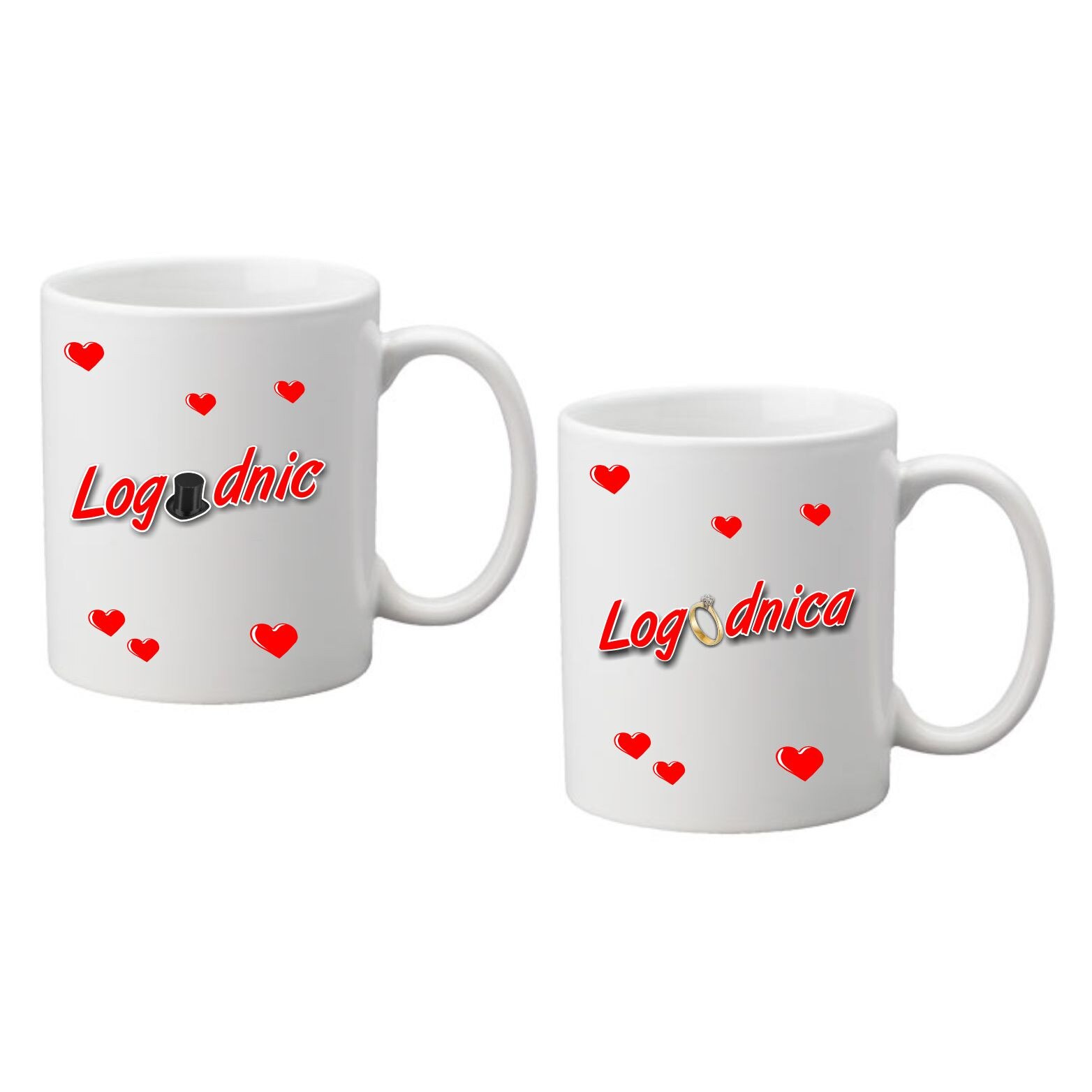Set cani albe, ceramica, capacitate 300 ml/cana, personalizate cu 