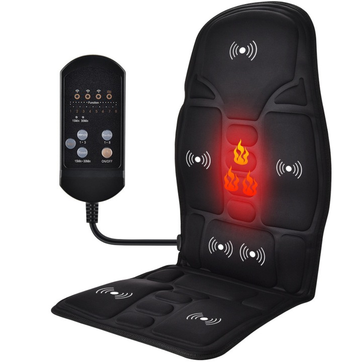 S DEPOT® покривало за кола или офис седалка, с 5 режима на масаж, 3 променливи скорости, черно