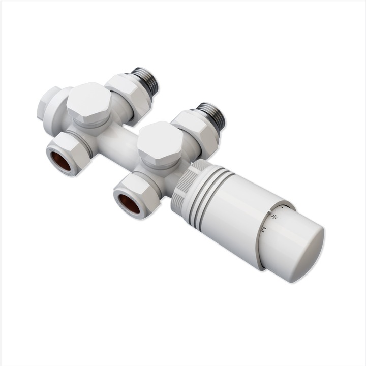 Supapa, Pentru accesorii de conectare la radiator, Supapa de inchidere a robinetului cu termostat, Alb