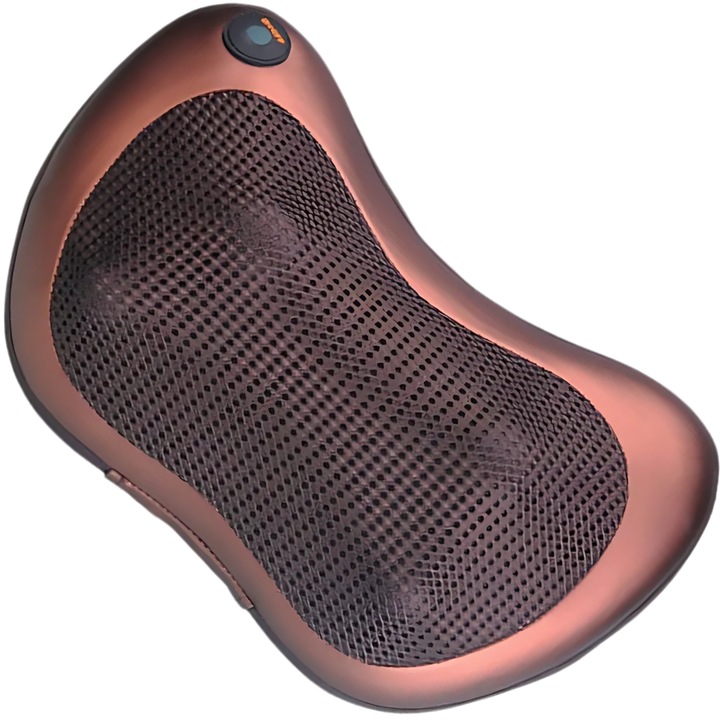 S DEPOT® 6 Massage Zone Преносима масажна възглавница Термотерапия 2 глави Облекчаване на мускулна болка Кръгов масаж Кафяв