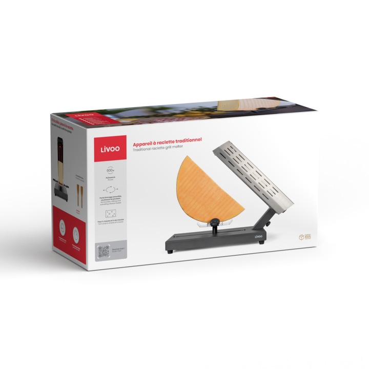 Topitor traditional pentru raclette Livoo DOC314, 600W, 6-8 persoane
