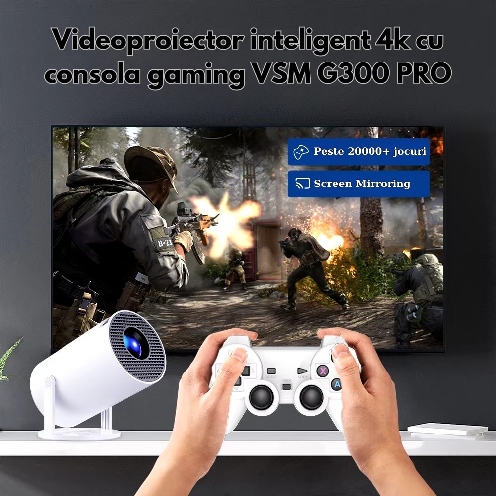 Videoproiector inteligent 4k cu consola gaming, VSM G300 PRO, Android ...