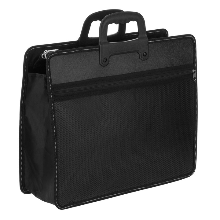 Servieta Documente, Fara Brand, Negru, 39x3x32cm, 5 Compartimente, Manere Scurte