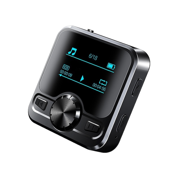 Hordozható MP3 lejátszó, Bluetooth, HD kijelző, professzionális zajszűrés, hangrögzítő, veszteségmentes hangminőség, hosszú élettartam, 4 GB kapacitás, fekete