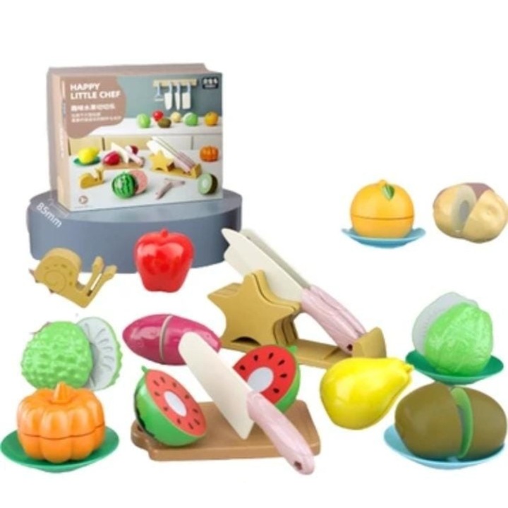 Set de joaca fructe pentru feliat Mixbo, plastic, 21 piese, 3 ani +, multicolor