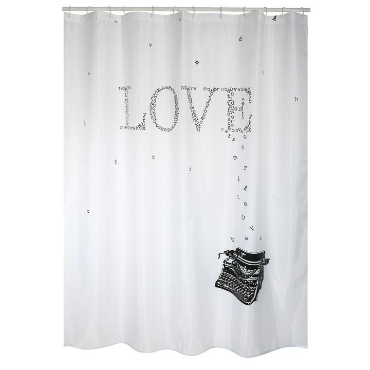 Perdea dus din poliester, Premium, cu inele incluse, 180 x 200 cm, Love