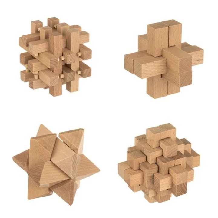 Nyland® 3D logikai puzzle, 4 db fa forma, 54 db