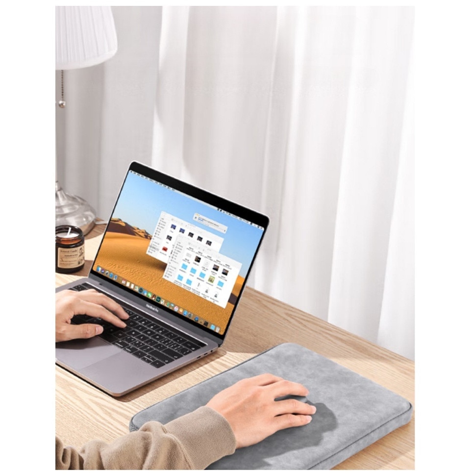 Geanta laptop, 13.3 inch, impermeabila, rezistenta la zgarieturi, gri deschis