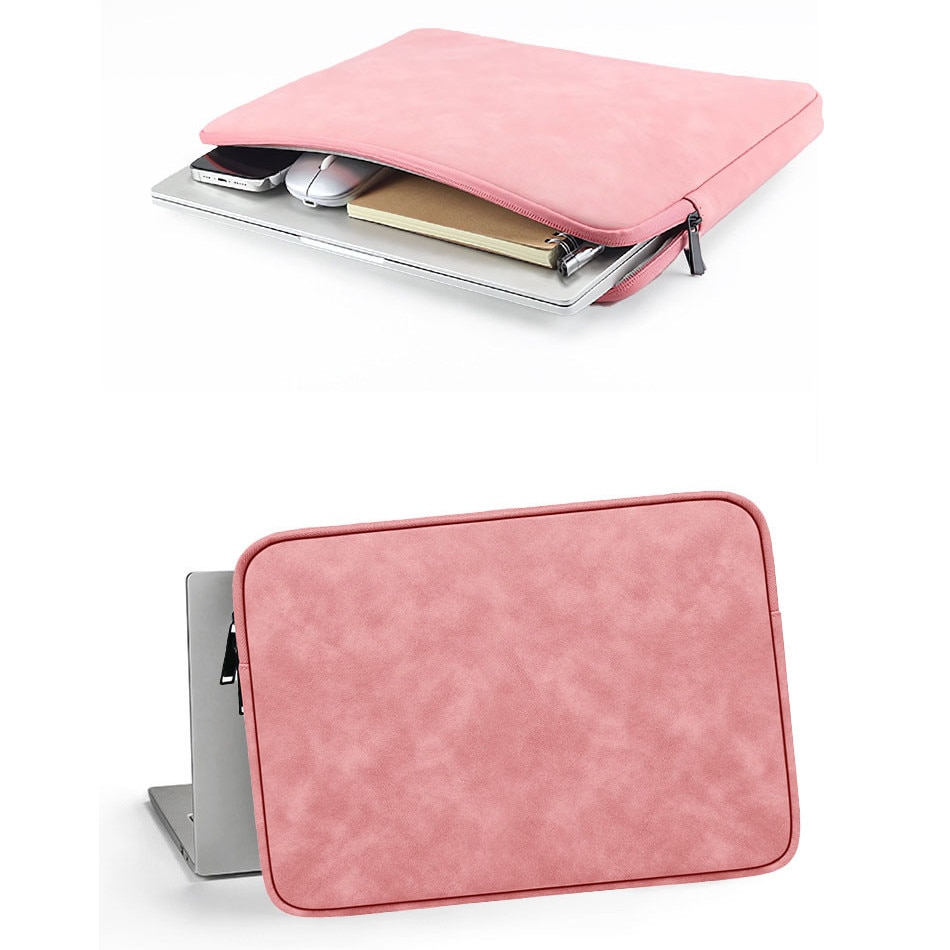 Geanta laptop, Ejiajia, 13.3 inch, piele ecologica, impermeabila, roz, 36x26x3cm