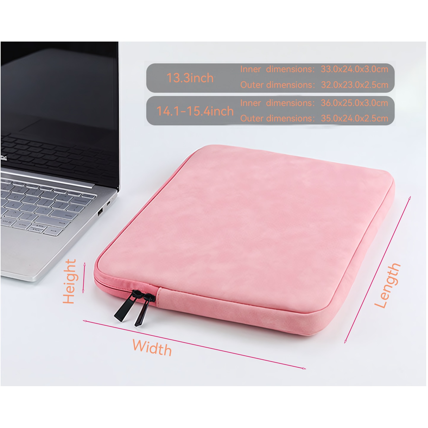 Geanta laptop, Ejiajia, 13.3 inch, piele ecologica, impermeabila, roz, 36x26x3cm