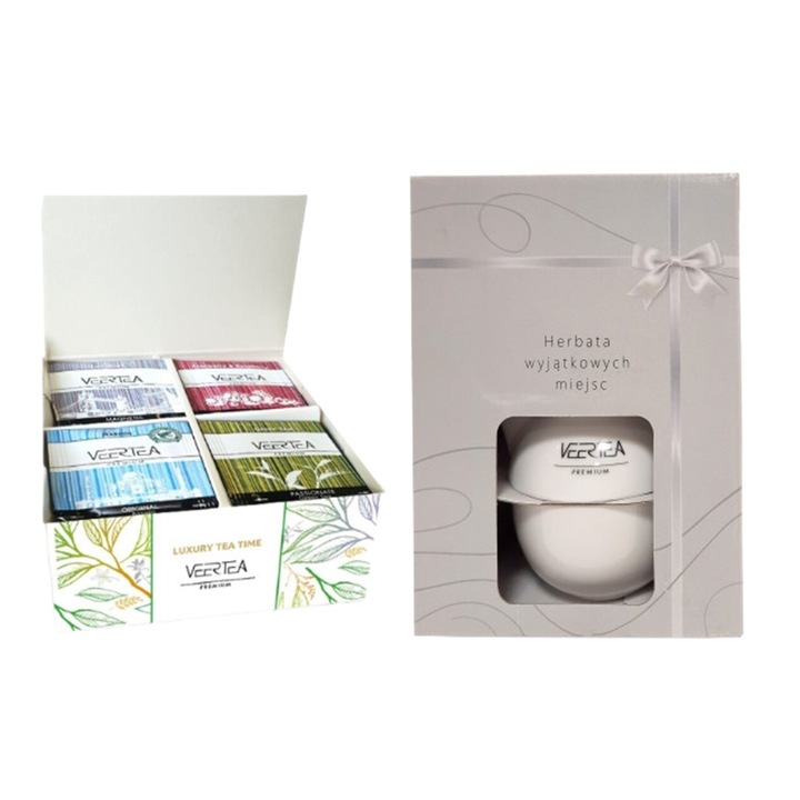 Teáskészlet, Veertea, Vegyes ízek, 40 Teafilter, Teáskanna, Teáscsésze, Csészealj