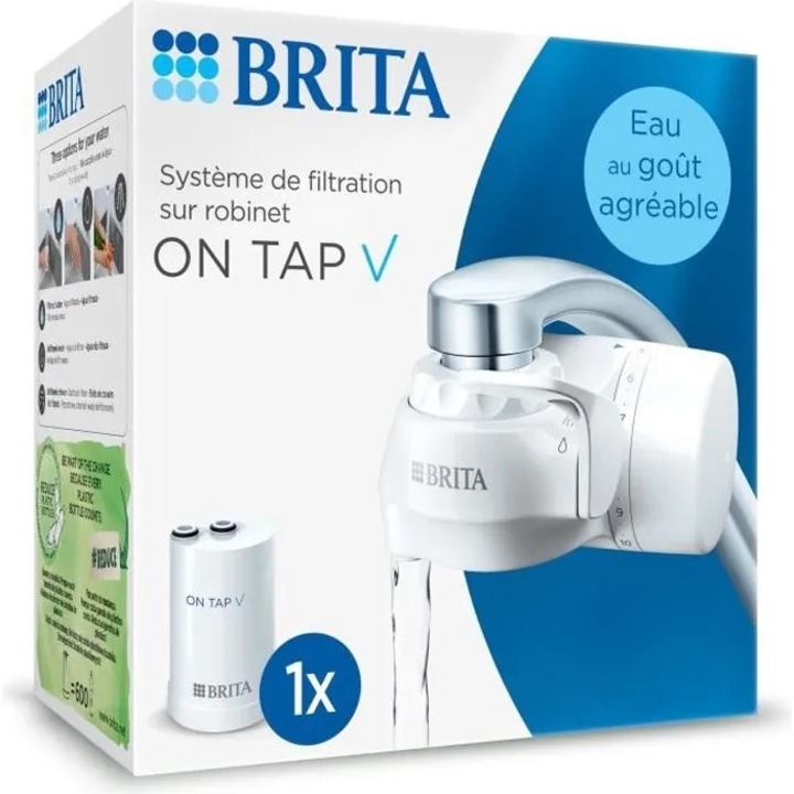 Филтрираща система Brita, ON TAP V, 600 л филтрирана вода, 3 режима на използване, включени 5 адаптера