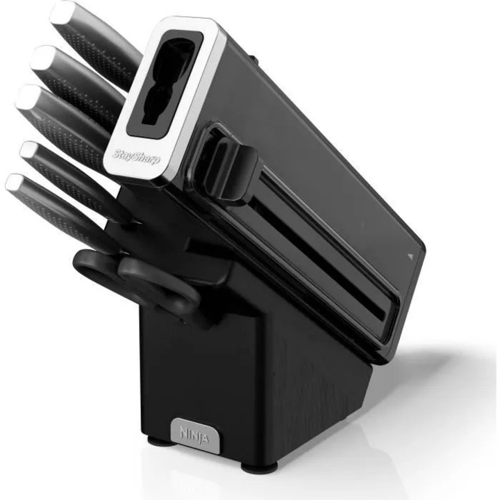 Set de cutite Ninja, model StaySharp K32006EUUK, 6 piese, lemn, negru