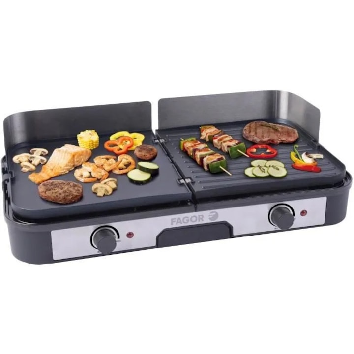 Електрическа скара, Fagor, FG823, 2200 W, неръждаема стомана, изключително голяма