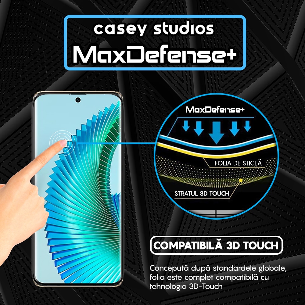 Folie Sticla CASEY STUDIOS™ compatibila cu Honor Magic6 Lite, Full Cover 3D, Full Glue, Duritate Militara, Ultra HD, Anti Zgarieturi, Anti Amprente, Anti Socuri, Margini Negre