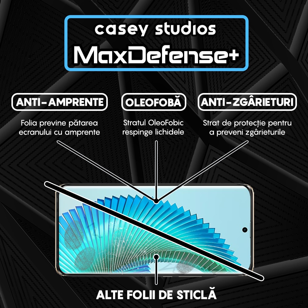 Folie Sticla CASEY STUDIOS™ compatibila cu Honor Magic6 Lite, Full Cover 3D, Full Glue, Duritate Militara, Ultra HD, Anti Zgarieturi, Anti Amprente, Anti Socuri, Margini Negre