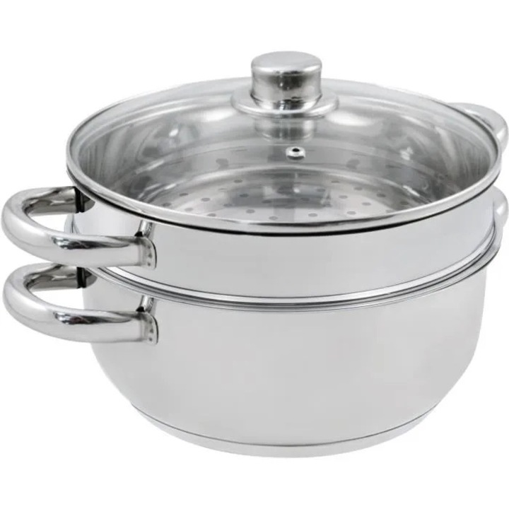 Тенджера за готвене на пара, Baumalu, 24 см, комплект от 2 части