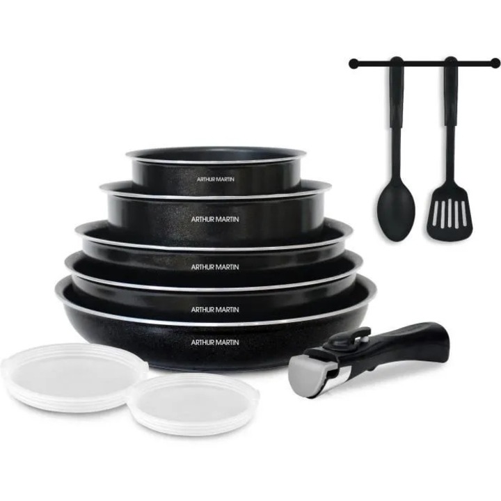 Set Oale si cratite Arthur Martin, 10 piese, aluminiu, negru