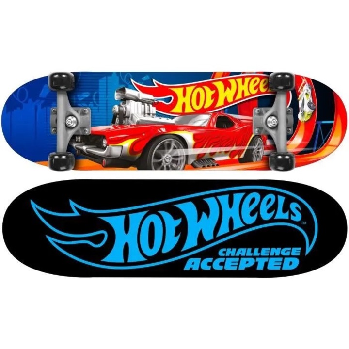 Skateboard STAMP 28x8 Hot Wheels, multicolor