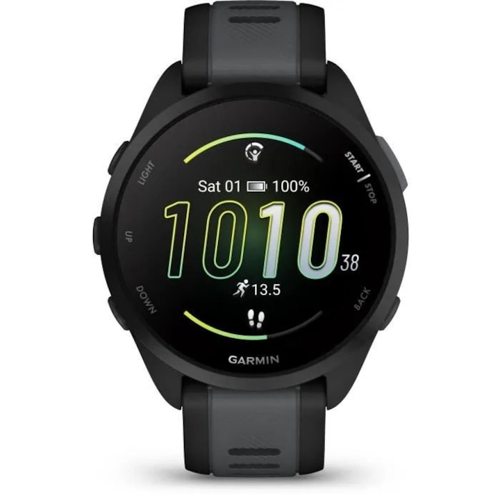 Смарт часовник Garmin Forerunner 165, 1.2, черен, черна и сива гривна