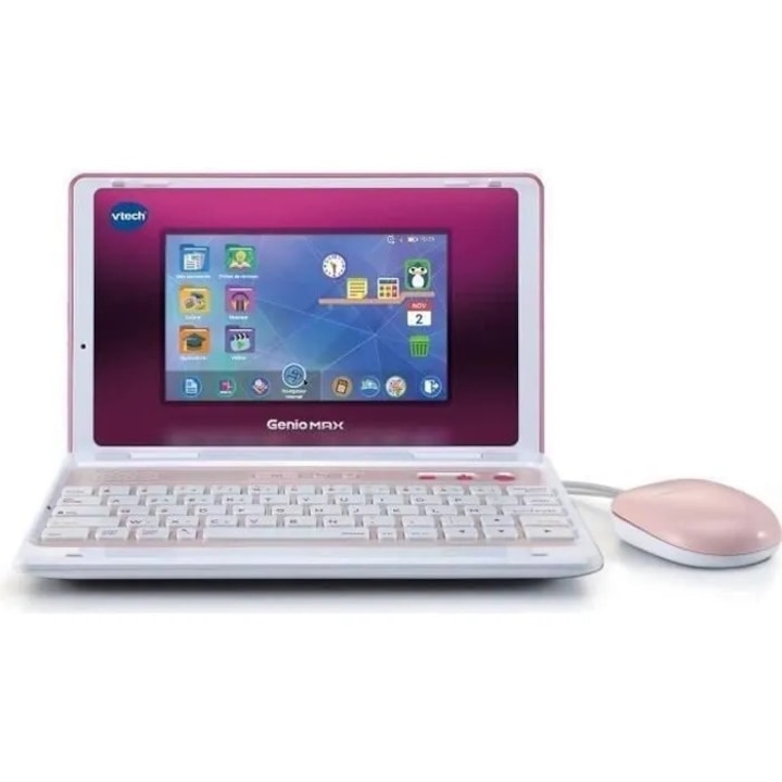Детски лаптоп Vtech Genio Max, Екран 7", 5-12 години, Мишка, Клавиатура AZERTY, Розов