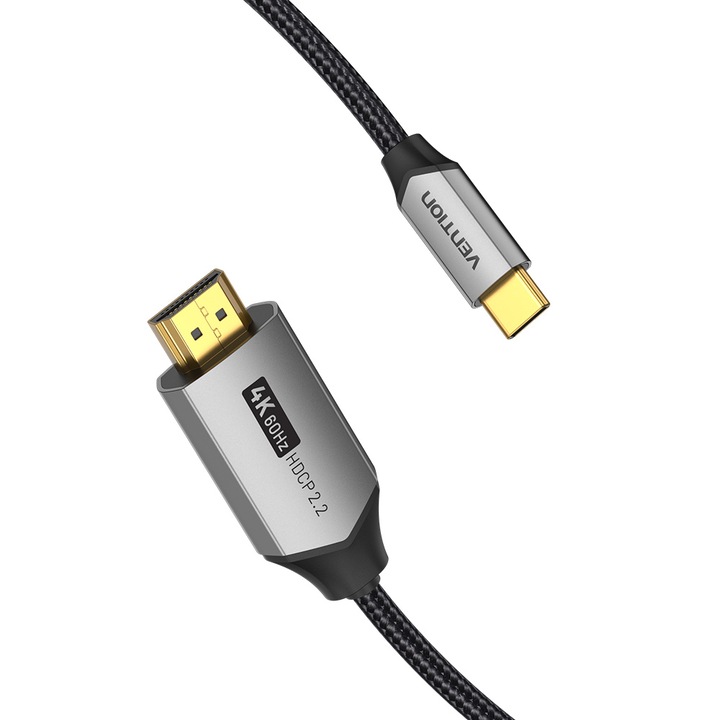 USB-C към HDMI кабел, VENTION, 4K@60Hz, HDCP/HDR, найлон, 1 м