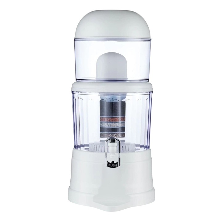 Víztisztító, többrétegű szűrővel és mineralizációval, űrtartalom 14 liter, fehér