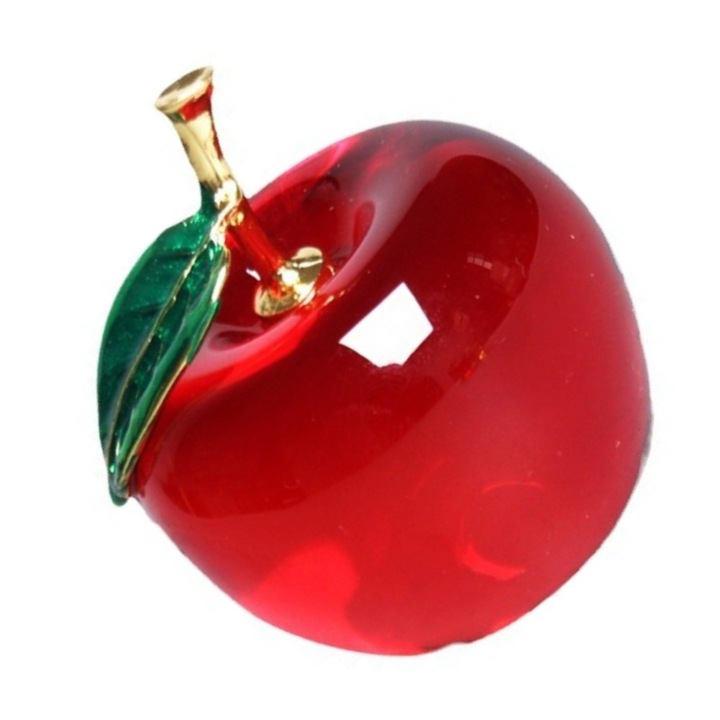 Mar din cristal cu frunzulita, Decoratiuni, cadouri, cadouri de sarbatori, idei, ornamente, suveniruri, obiect feng shui de dragoste si armonie in relatii impotriva certurilor, cutie rosu si ghid