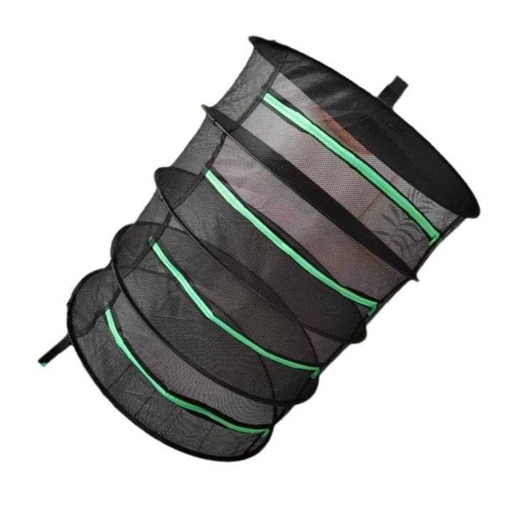 Növényszárító háló, gyógynövény szárító állvány, zöld cipzáras háló, zöldségek és gyümölcsök, cipzár, összecsukható, 4 réteg, szárítás, háló, növényszárító