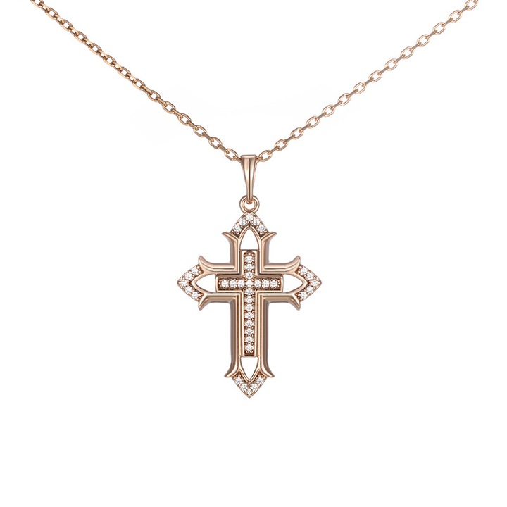 Colier dama, Aliaj metalic/Zirconiu, Placat cu aur 18K