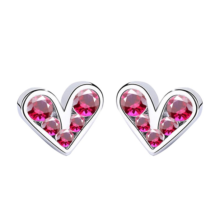925 kis szívecskés lila cirkon fülbevaló női ezüst