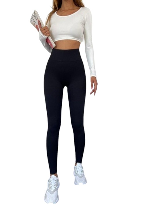 Női harisnyanadrág kiszélesedő megjelenéssel, tetraval és széles sávval a derekán, Tengerészkék