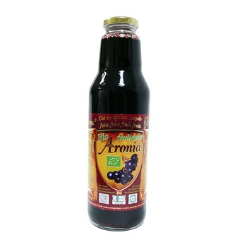 Suc organic din fructe proaspete de Aronia, continut 100% fruct de Aronia, sticla 750 ML Suc organic din fructe proaspete de Aronia, continut 100% fruct de Aronia, sticla 750 ML