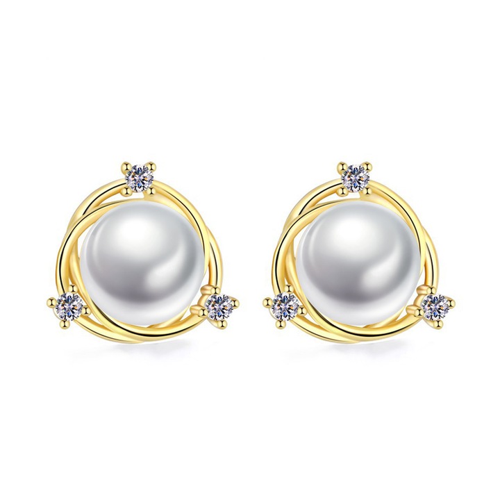 925-ös gyöngy, nyitott háromszögek, cirkónia, női, arany