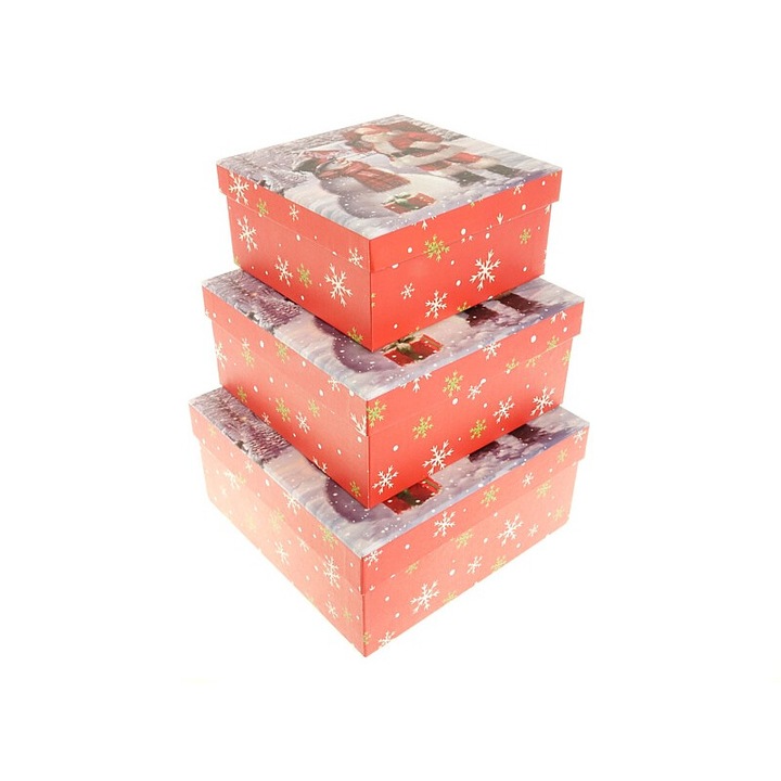 Set 3 cutii cadou, Adar, 15.5x15.5x7.5cm, 18x18x8.5cm, 20x20x9.5cm