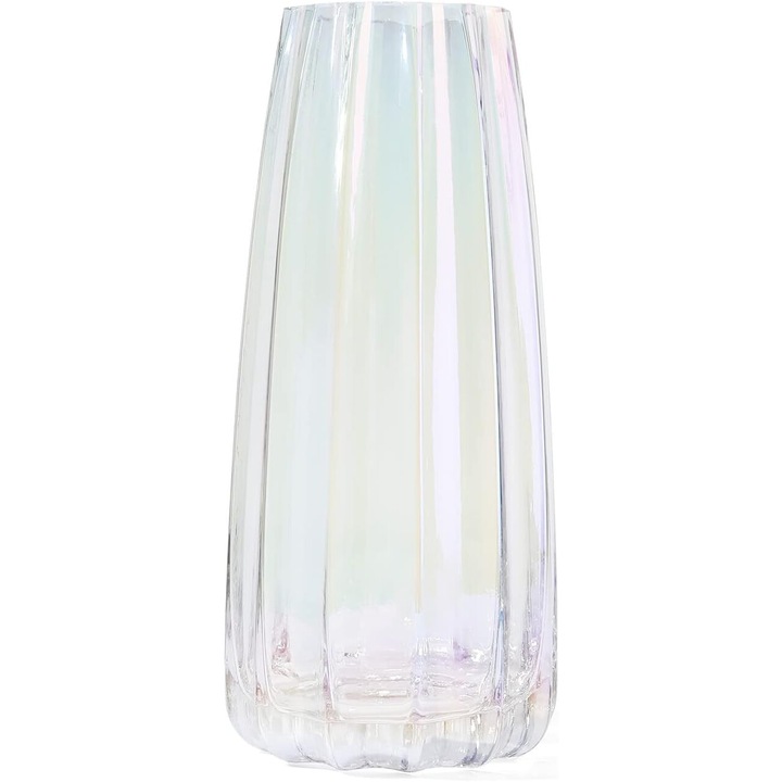 Vaza decorativa, AMRINUGL, design simplu, alb laptos, din sticla, usor de curatat