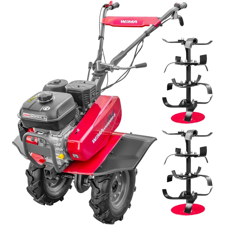 Motosapa Weima WM 900 M-3, motor 7 CP, 3+1 viteze, latime lucru 80-120 cm, freze, roti cauciuc 4.00-8"