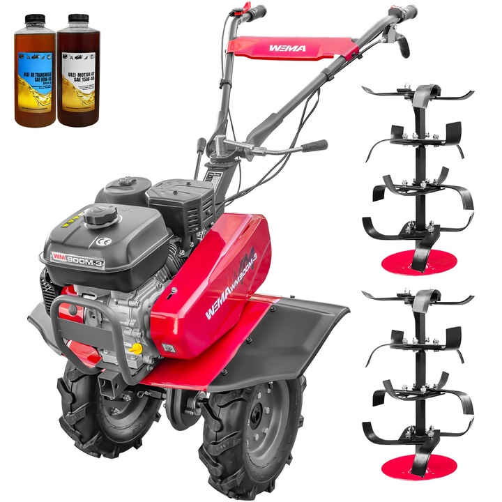 Motosapa Weima WM 900 M-3, motor 7 CP, 3+1 viteze, latime lucru 80-120 cm, freze, roti cauciuc 4.00-8", 2l ulei