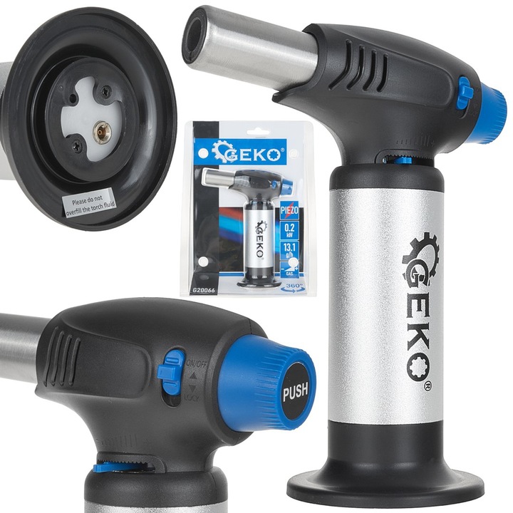 Arzator pe gaz cu aprindere piezo, 360 de grade rezervor pentru gaz, Geko G20066