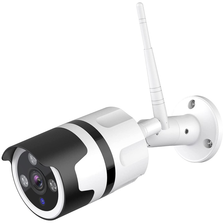 Camera de securitate wireless Enforose, HD 1080p, audio bidirectional, vedere nocturna, alb