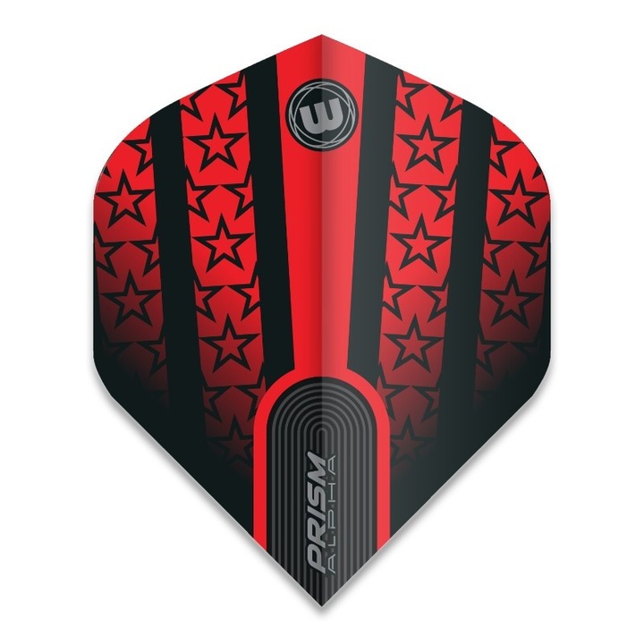 3 db-os Darts Winmau Prism Alpha Standard Red készlet fekete csillagokkal