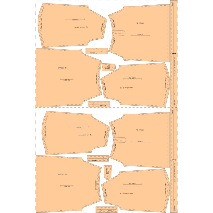 Tipar Croitorie Bluza dama tip ie, 9 marimi 34 - 50, hartie