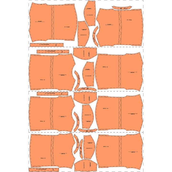 Tipar Croitorie Bluza dama cu maneca scurta, 10 marimi 36 - 54, hartie