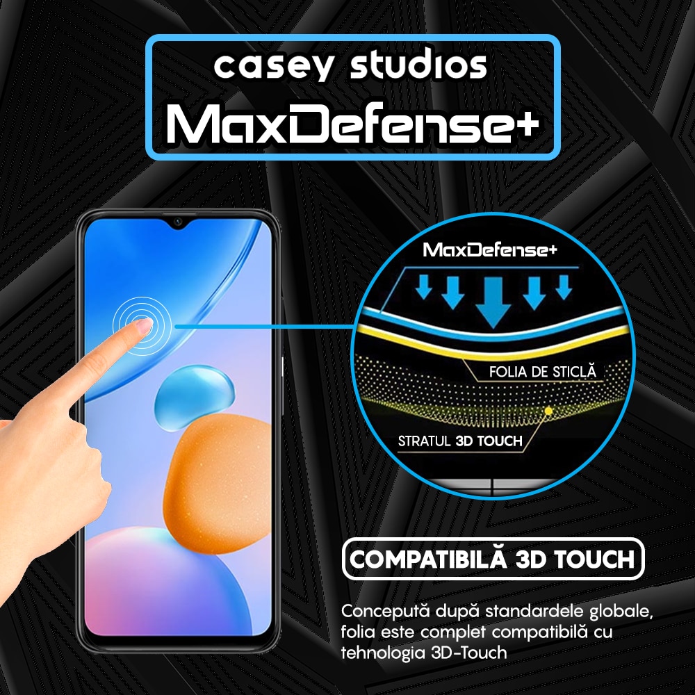 Folie Sticla CASEY STUDIOS™ compatibila cu Xiaomi Redmi 10 5G, Full Cover 3D, Full Glue, Ultra HD, Anti Zgarieturi, Anti Amprente, Anti Socuri, Margini Negre