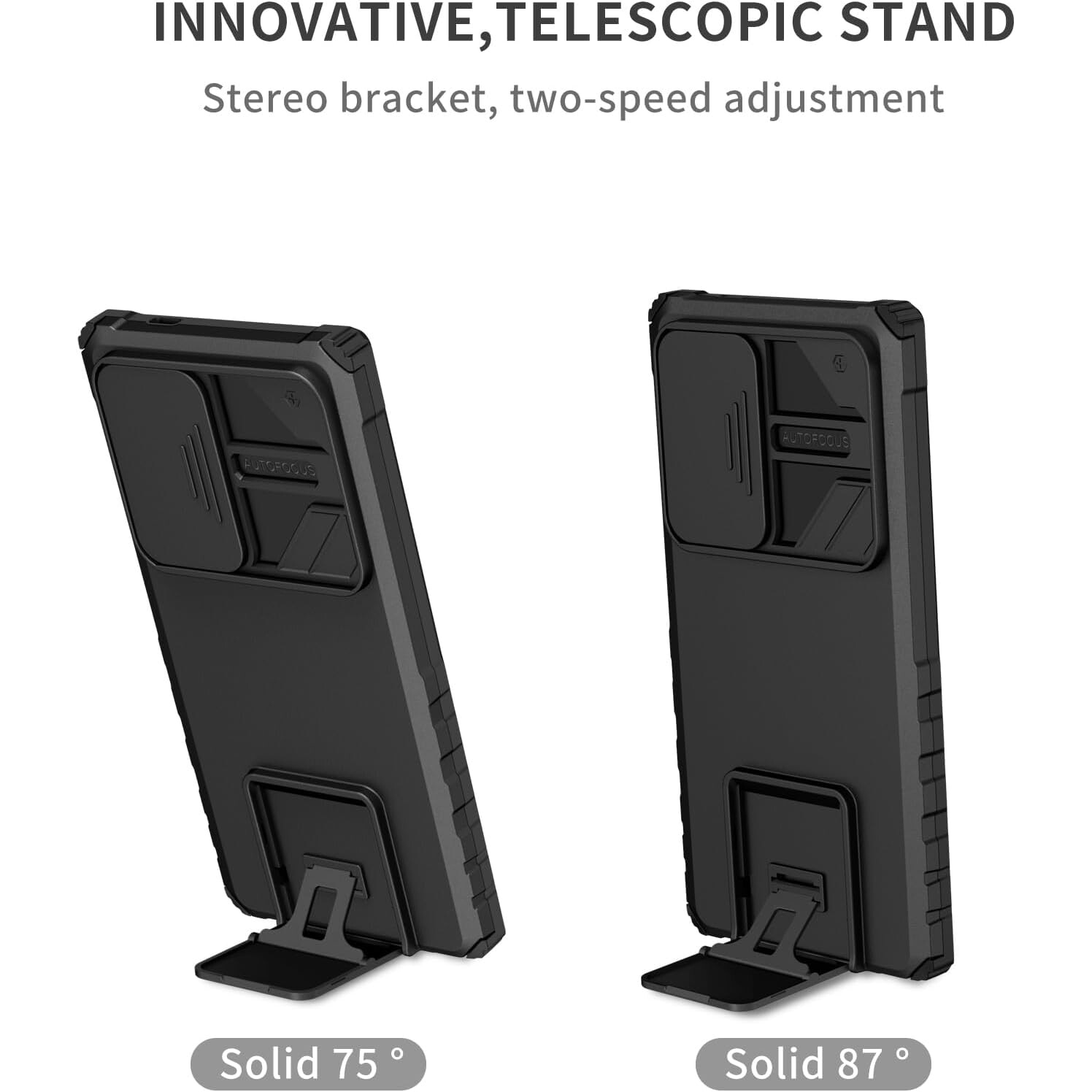 Husa telefon, pentru Samsung Galaxy S22 Ultra Fereastra glisanta, suport inovator, Negru mat