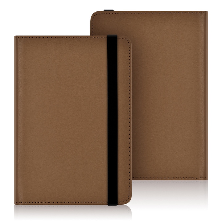 Husa universala pentru Kindle Paperwhite 1 / 2 / 3 / 4 / 2018 / Kindle 2019 si altele, SINSELET, cu manere si curele de fixare, maro