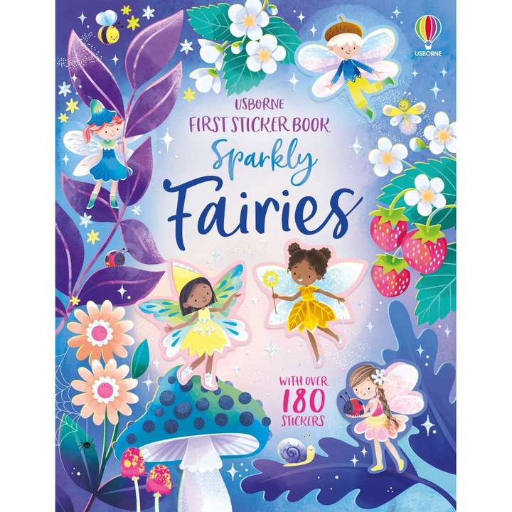 Carte pentru copii, Usborne, First Sticker Book Sparkly Fairies, 3+ ani