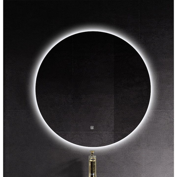 Oglinda pentru baie TRENDY’S, circulara, cu senzor touch si LED – 800 mm